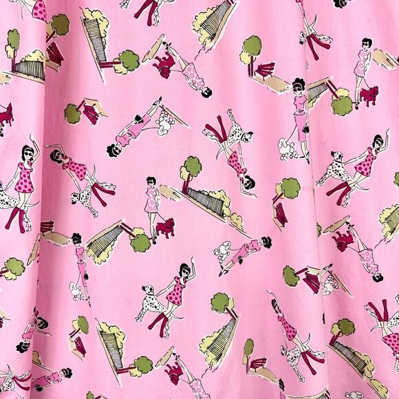 Vintage Byer Too Dog Park Mini Dress Size 9 Modern 4 Pink Retro Bow Detail - Picture 5 of 9